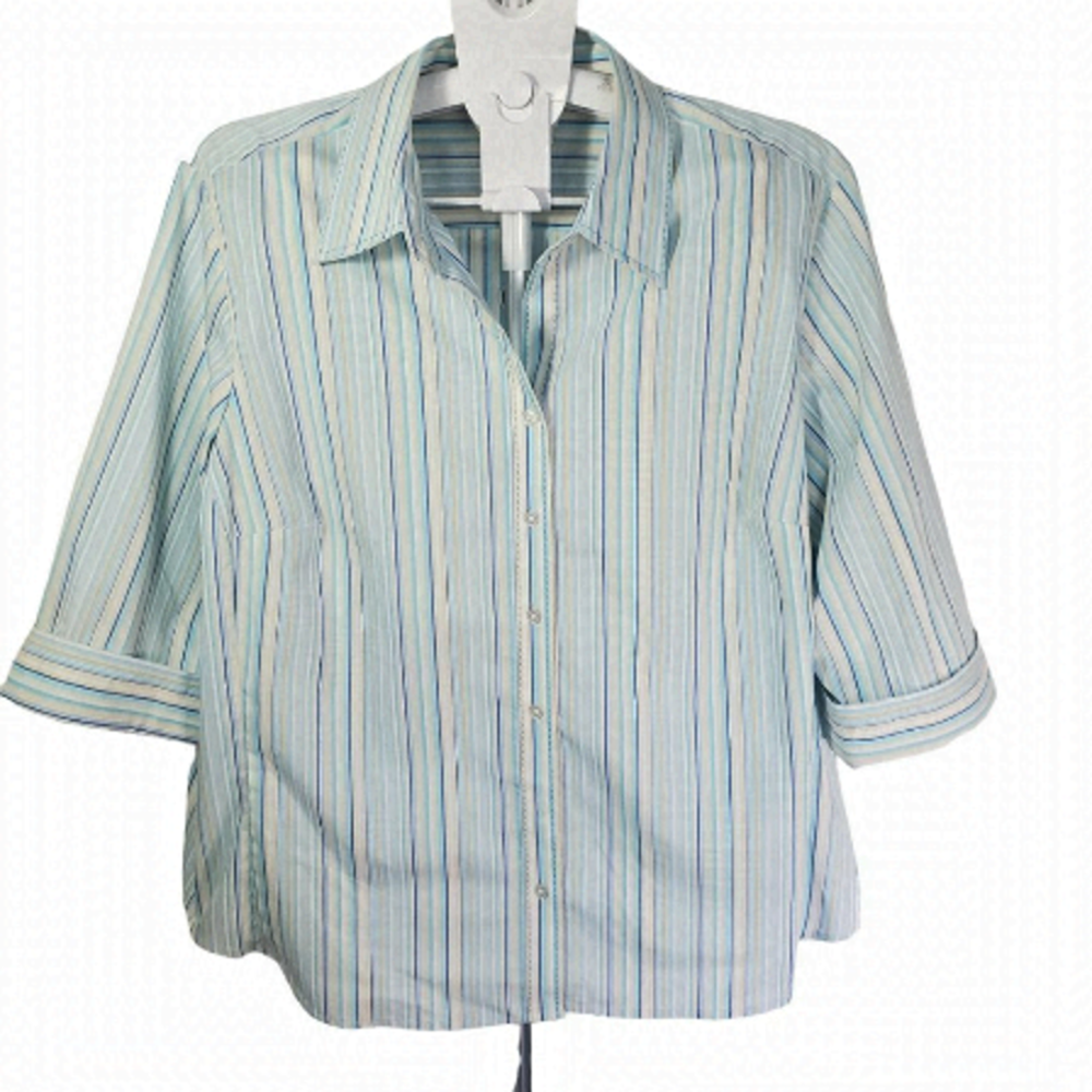𝅺fred david casual striped button down shirt. size 3x